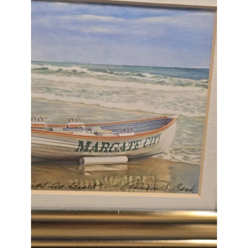 Annabelle Banks Signed Painting Margate, NJ, Knight Ave. Beach Laser Repring